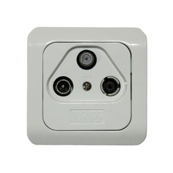 Antenna socket 3-way BAFF surface-mounted flush-mounted satellite socket end socket distributor 3x TV radio white