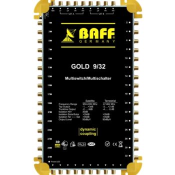 Multiswitch 9/32 BAFF Cascade Digital HD Sat Distributor 9-32 Cascadable Multiswitch 2 Satellite 32 Receiver Expandable FullHD HDTV 3D 8x Output