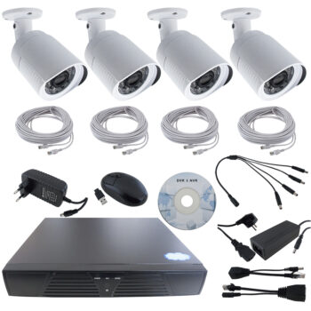 IP Kamera SET 1MP 4 Stück Überwachungskamera Set Full HD Netzwerk Ethernet PoE RJ45 720P Kamera Komplett Set